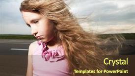  Presentation with sad child - PPT theme enhanced with sad girl near road child background and a tawny brown colored foreground