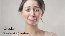  Presentation with sad girl - Theme having sad girl background and a mint green colored foreground