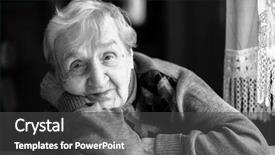  Presentation with black and white religious - Beautiful presentation theme featuring sad grandparents - black and white closeup portrait backdrop and a dark gray colored foreground