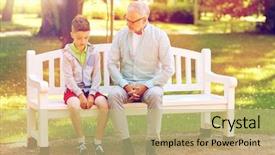  Presentation with communication family - PPT theme featuring sad grandparents - family generation communication and people background and a yellow colored foreground