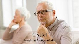  Presentation with senior couple - Slide deck featuring sad grandparents - family relations age and people background and a coral colored foreground