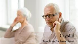  Presentation with senior couple - PPT theme consisting of sad grandparents - family relations age and people background and a coral colored foreground