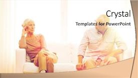 Presentation with senior couple - Cool new PPT theme with sad grandparents - family relations age and people backdrop and a cream colored foreground