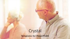  Presentation with senior couple - Beautiful presentation theme featuring sad grandparents - family relations age and people backdrop and a lemonade colored foreground