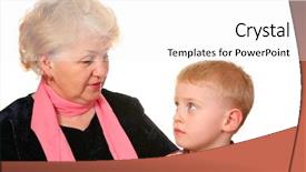  Presentation with african american grandmother - PPT theme featuring sad grandparents - grandmother with grandchild background and a  colored foreground