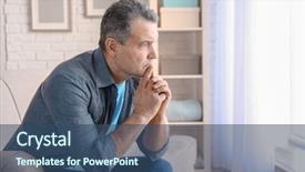  Presentation with pensioner - Slides consisting of sad grandparents - portrait of serious male pensioner background and a  colored foreground