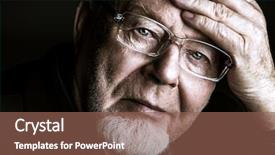  Presentation with old age - Theme enhanced with sad grandparents - portrait of the old man background and a  colored foreground