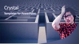  Presentation with sad - Amazing slide set having sad hipster holding his head backdrop and a ocean colored foreground