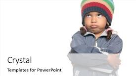  Presentation with angry kid - Presentation theme having sad kid - angry little multiracial girl isolated background and a white colored foreground
