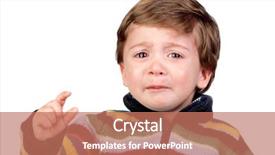  Presentation with baby crying - Presentation theme with sad kid - beautiful baby crying isolated background and a coral colored foreground