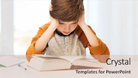  Presentation with homework - Audience pleasing presentation theme consisting of sad kid - education childhood people homework backdrop and a lemonade colored foreground