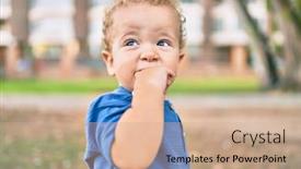  Presentation with teeth pain - Slide deck having sad-little-boy-putting-fingers background and a coral colored foreground