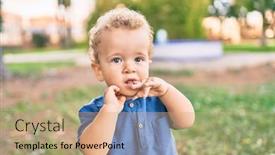  Presentation with teeth pain - Audience pleasing PPT layouts consisting of sad-little-boy-putting-fingers backdrop and a coral colored foreground