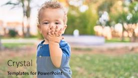  Presentation with teeth pain - PPT theme with sad-little-boy-putting-fingers background and a mint green colored foreground