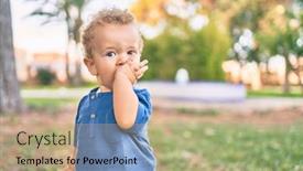  Presentation with teeth pain - Theme with sad-little-boy-putting-fingers background and a coral colored foreground