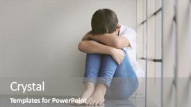  Presentation with sad - Audience pleasing slide deck consisting of sad little boy sitting beside backdrop and a  colored foreground