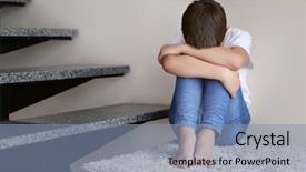  Presentation with stairs - PPT layouts with sad little boy sitting beside background and a light blue colored foreground