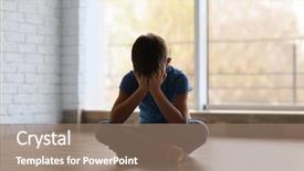  Presentation with sad - Slide set consisting of sad little boy sitting background and a coral colored foreground