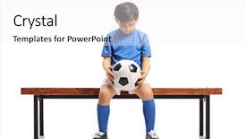 Ppt layouts with sad little footballer seated 