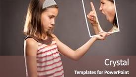  Presentation with sad girl - Cool new presentation theme with sad little girl holding backdrop and a violet colored foreground