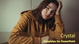  Presentation with teenager alone - PPT theme enhanced with sad-lonely-girl-teenager-alone background and a tawny brown colored foreground