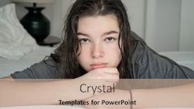  Presentation with lonely - Audience pleasing PPT theme consisting of sad-lonely-pensive-teenager-girl backdrop and a coral colored foreground