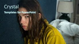  Presentation with lonely - PPT theme having sad-lonely-pensive-teenager-girl background and a tawny brown colored foreground