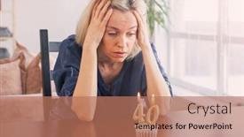  Presentation with sad woman lonely - Presentation design having sad-lonely-woman-is-sitting background and a  colored foreground