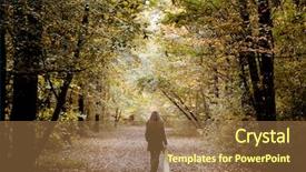  Presentation with sad woman walking - PPT theme featuring sad lonely woman walking alone background and a tawny brown colored foreground