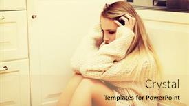  Presentation with sad woman lonely - Slide set consisting of sad-lonely-young-woman-sitting background and a lemonade colored foreground