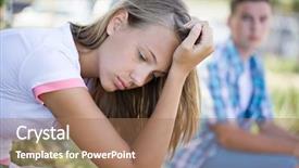  Presentation with teenagers - Slide set having sad love - crisis of relations between teenagers background and a coral colored foreground