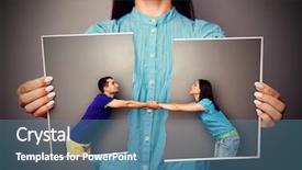  Presentation with sad girl - Audience pleasing PPT theme consisting of sad love - girl holding the torn photo backdrop and a teal colored foreground