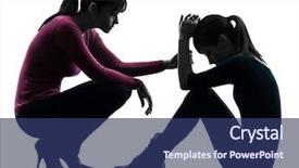  Presentation with mother love - Slide set featuring sad love - one caucasian family father mother background and a ocean colored foreground