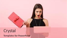  Presentation with black woman - Cool new presentation theme with sad love - upset woman wearing black dress backdrop and a coral colored foreground