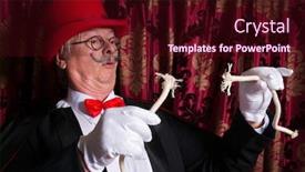  Presentation with magician - Theme enhanced with sad magician holding a broken rope as his trick went wrong background and a wine colored foreground