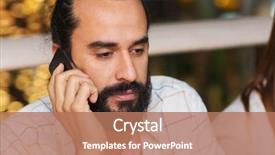  Presentation with sad - Slide set with sad man calling on smartphone background and a  colored foreground