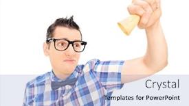  Presentation with ice cream cone - Beautiful presentation theme featuring sad-man-holding-an-empty backdrop and a light blue colored foreground