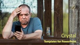  Presentation with bad news - Amazing presentation theme having sad-man-in-a-t backdrop and a tawny brown colored foreground