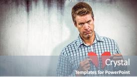  Presentation with broken heart - Slide set enhanced with sad man with broken heart background and a  colored foreground