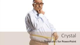  Presentation with sad - Theme consisting of sad-mature-man-measuring-waist background and a coral colored foreground