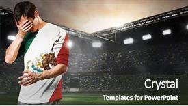  Presentation with team player - Presentation design featuring sad mexico national team soccer background and a tawny brown colored foreground