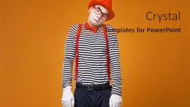  Presentation with mime - PPT layouts with sad-mime-in-vest background and a gold colored foreground