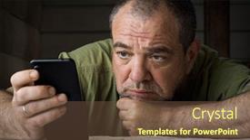  Presentation with sad - Presentation theme featuring sad-moody-adult-male background and a tawny brown colored foreground