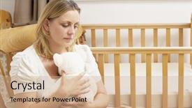  Presentation with mother and nurse during labor - Presentation theme enhanced with sad mother sitting in empty background and a coral colored foreground