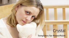  Presentation with mother and nurse during labor - Presentation theme consisting of sad mother sitting in empty background and a lemonade colored foreground