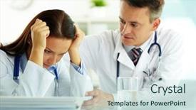  Presentation with indian temples - PPT theme featuring sad nurse - portrait of tired woman touching background and a sky blue colored foreground