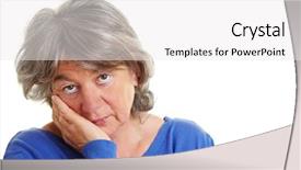  Presentation with pensioner - Theme featuring sad woman - pensive female pensioner looking background and a white colored foreground