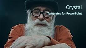  Presentation with old man - Colorful slide deck enhanced with sad-old-man-with-long backdrop and a wine colored foreground