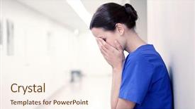  Presentation with people crying - Colorful slide deck enhanced with sad or crying female nurse backdrop and a cream colored foreground