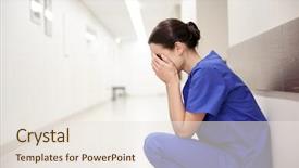  Presentation with crying - Cool new presentation with sad or crying female nurse backdrop and a sky blue colored foreground